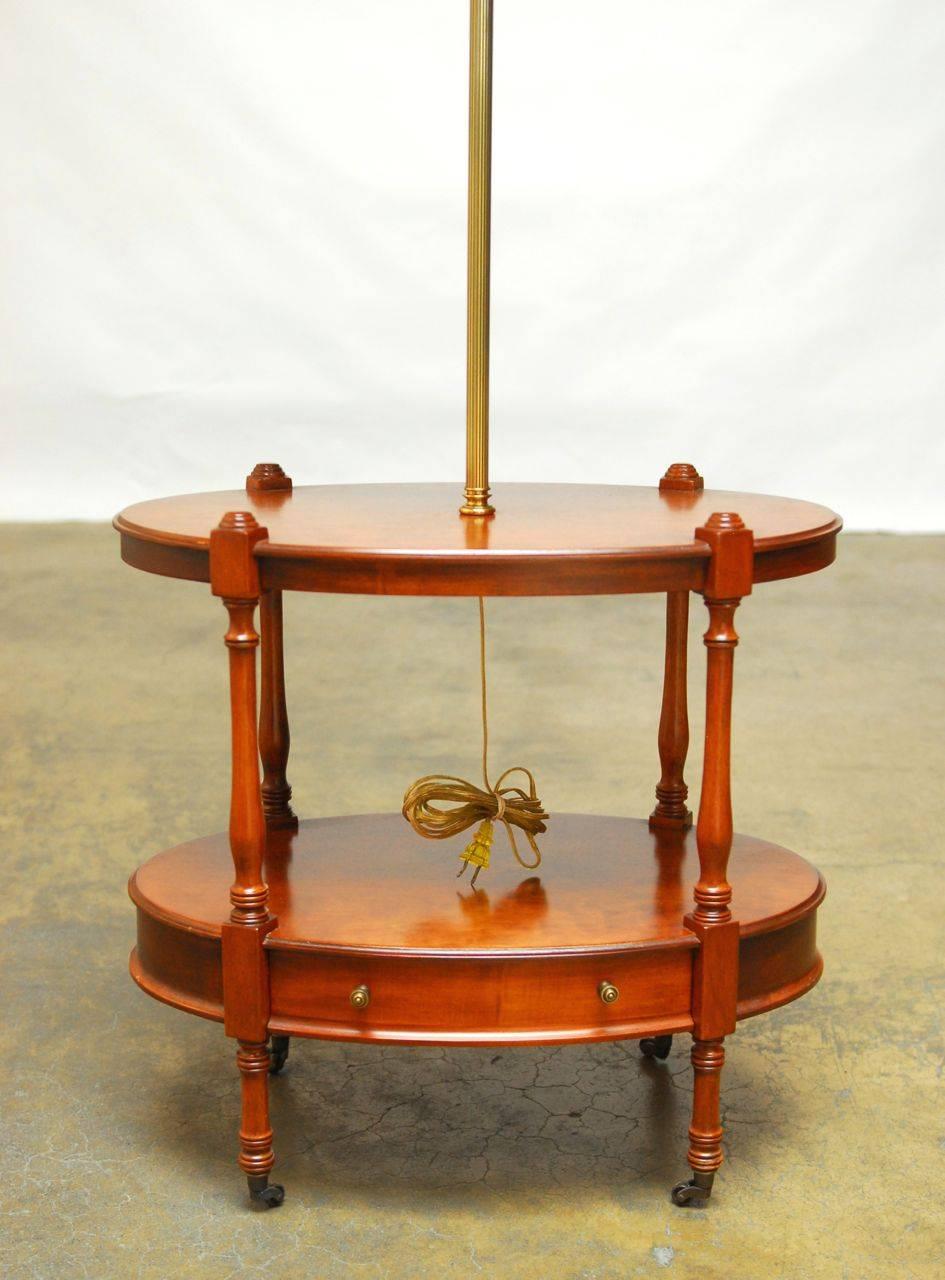 Regency Two-Tier Oval Side Table with Brass Lamp by Frederick Cooper