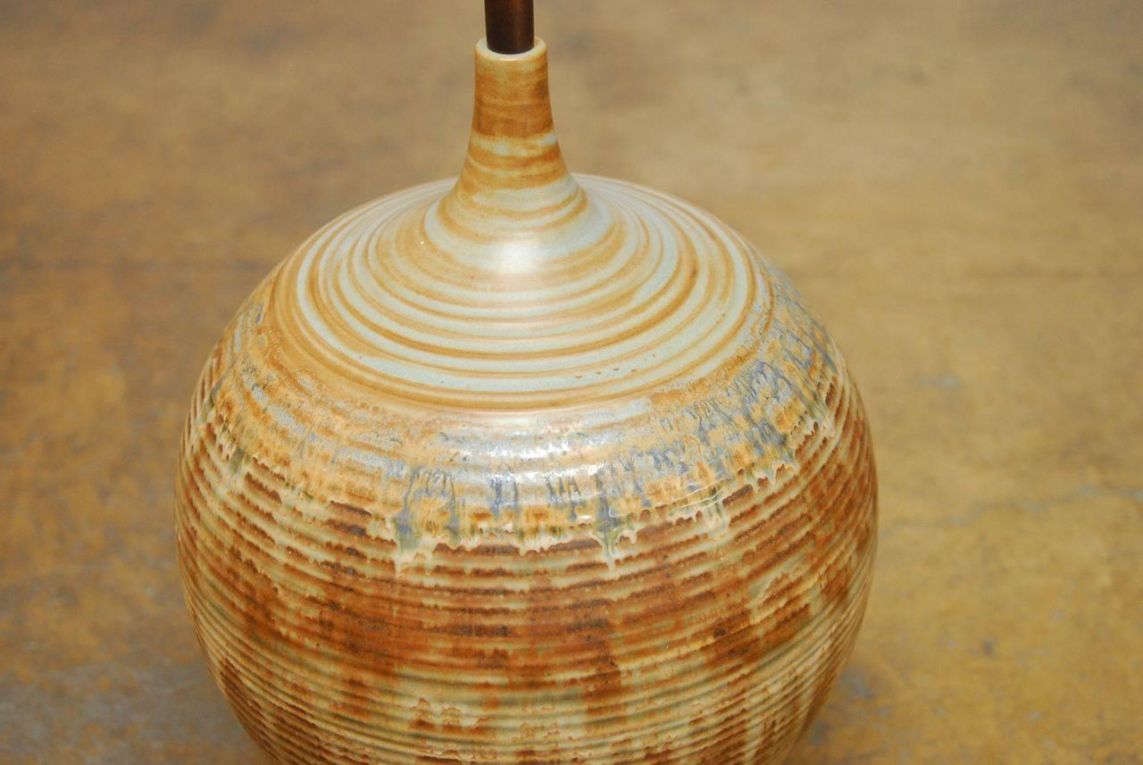 American Monumental Mid-Century Drip Glaze Ceramic Table Lamp