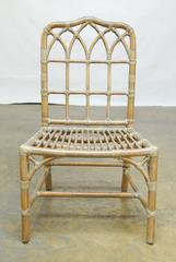 Pair of McGuire Chinese Chippendale Bamboo Dining Chairs