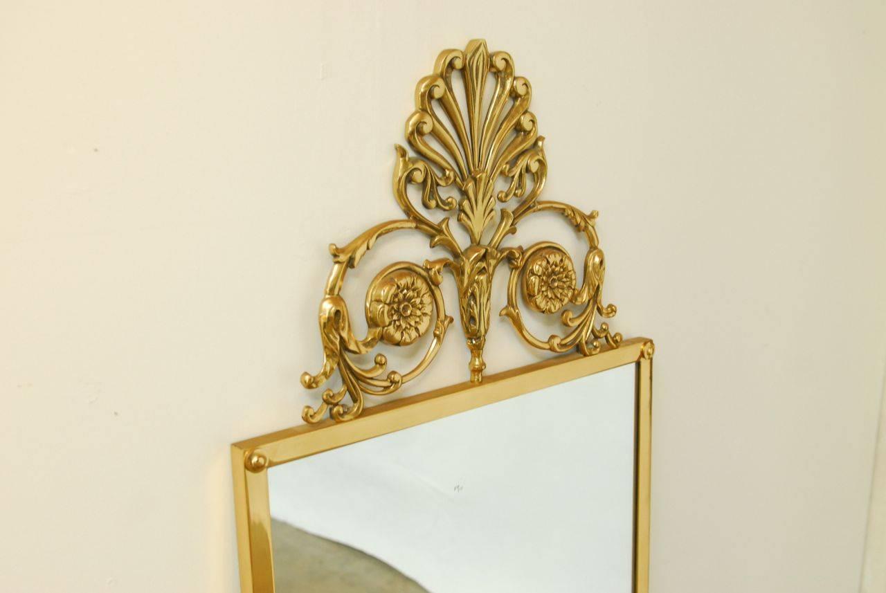 Polished Large Solid Brass Art Nouveau Mirror