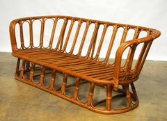 French Mid-Century Montpellier Bamboo Settee