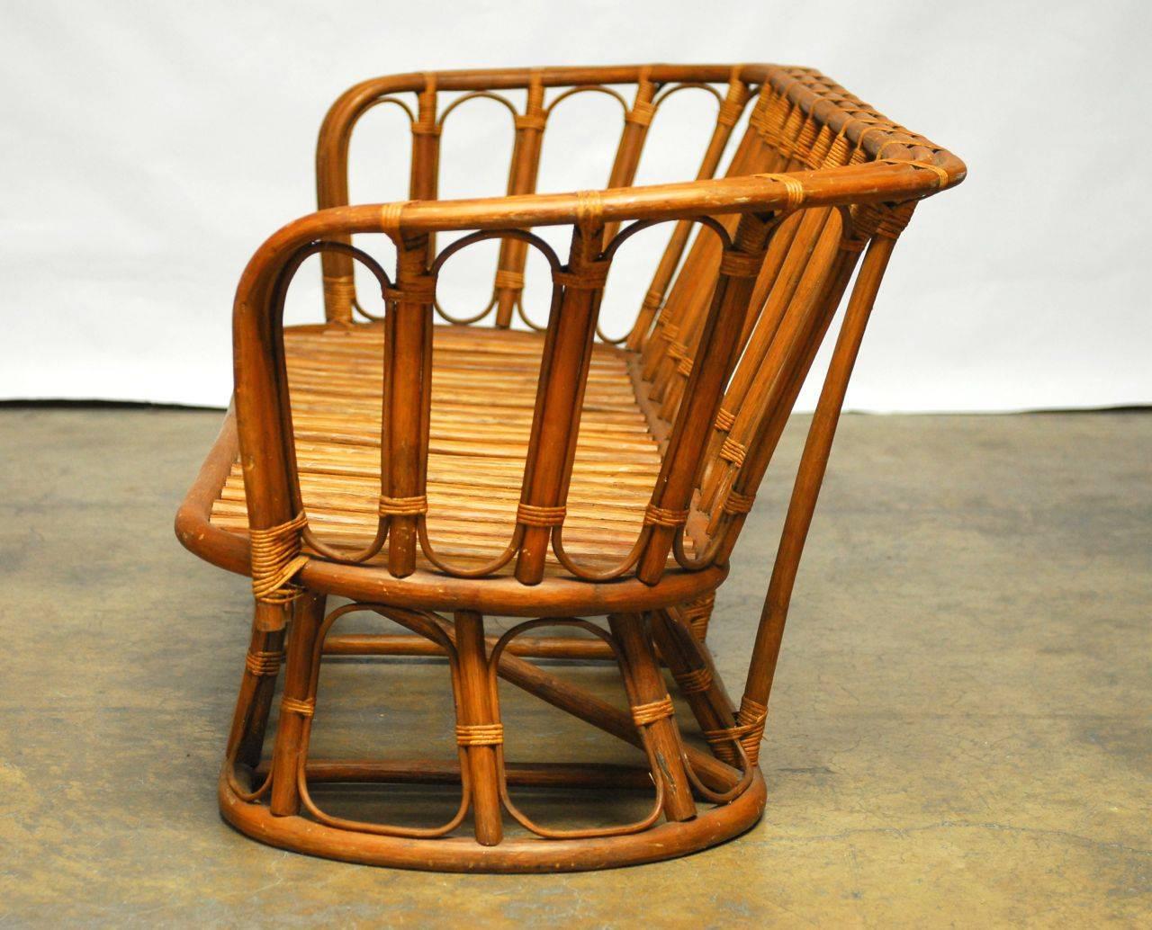 Rattan French Mid-Century Montpellier Bamboo Settee