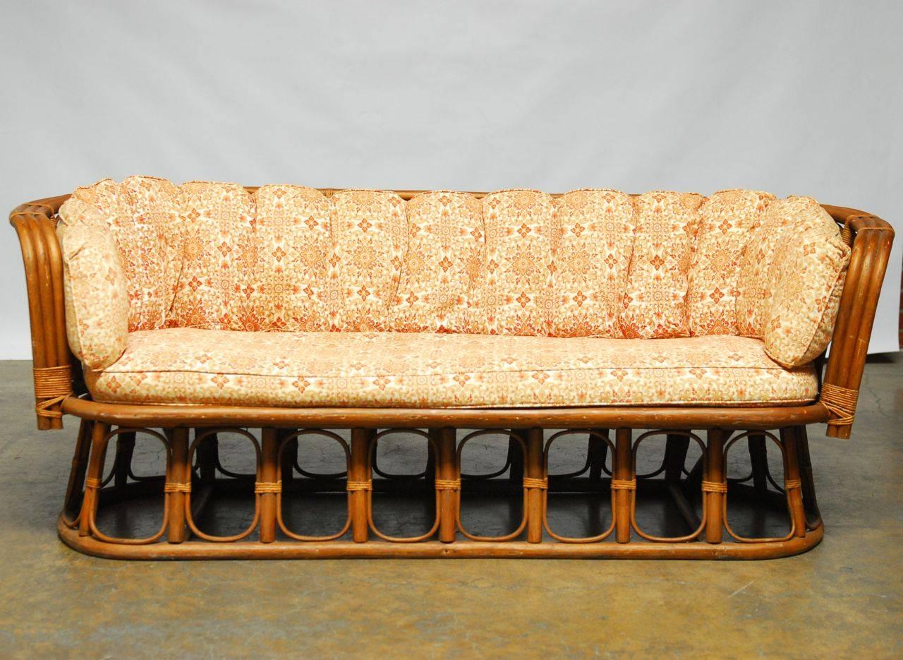 French Mid-Century Montpellier Bamboo Settee 2