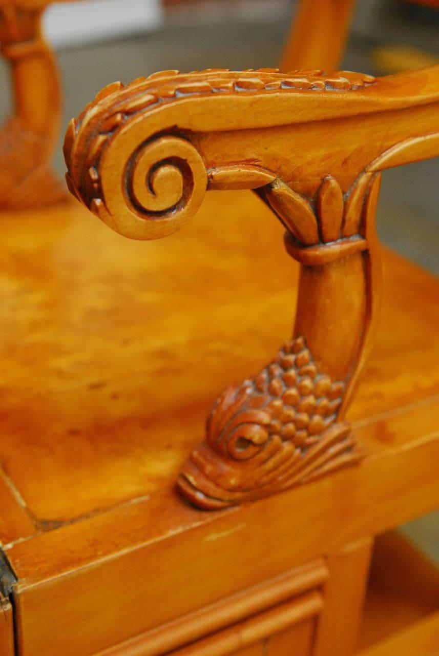 Hand-Carved English Regency Metamorphic Library Step Chair