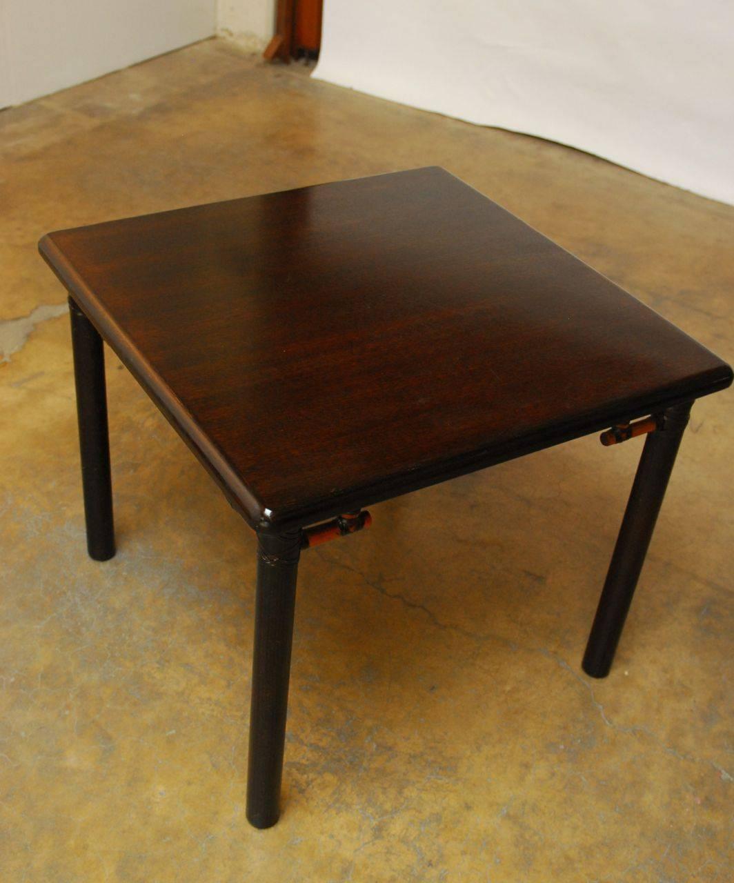 Hand-Crafted McGuire Bamboo and Wood Square Dining Table