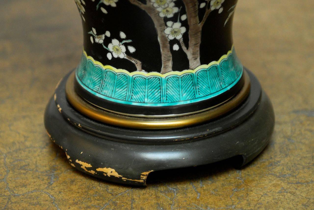 Chinese Porcelain Famille Noir Ginger Jar Lamp by Paul Hanson 1