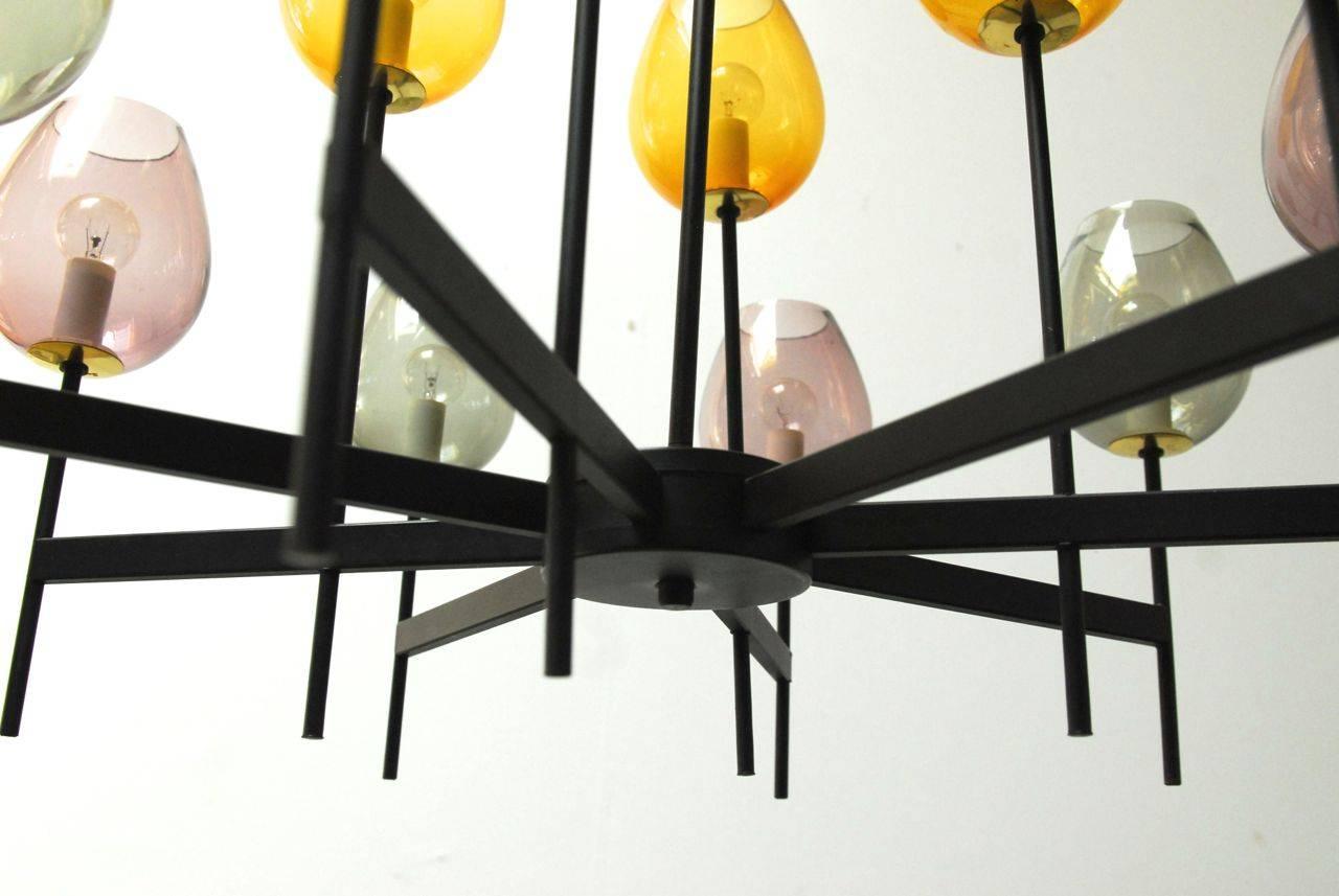 Lacquered Tommi Parzinger Style Twelve-Light Chandelier by Lightolier