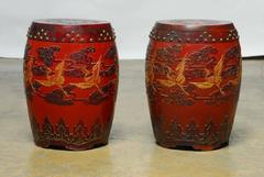 Pair of Qing Dynasty Giltwood and Lacquer Stools