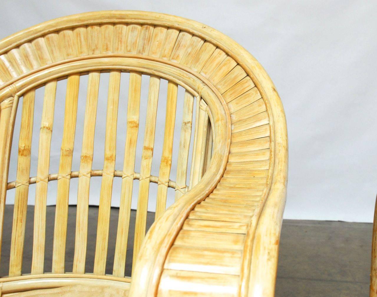 Philippine Pair of Bamboo Fan Back Armchairs Attributed to Ralph Lauren