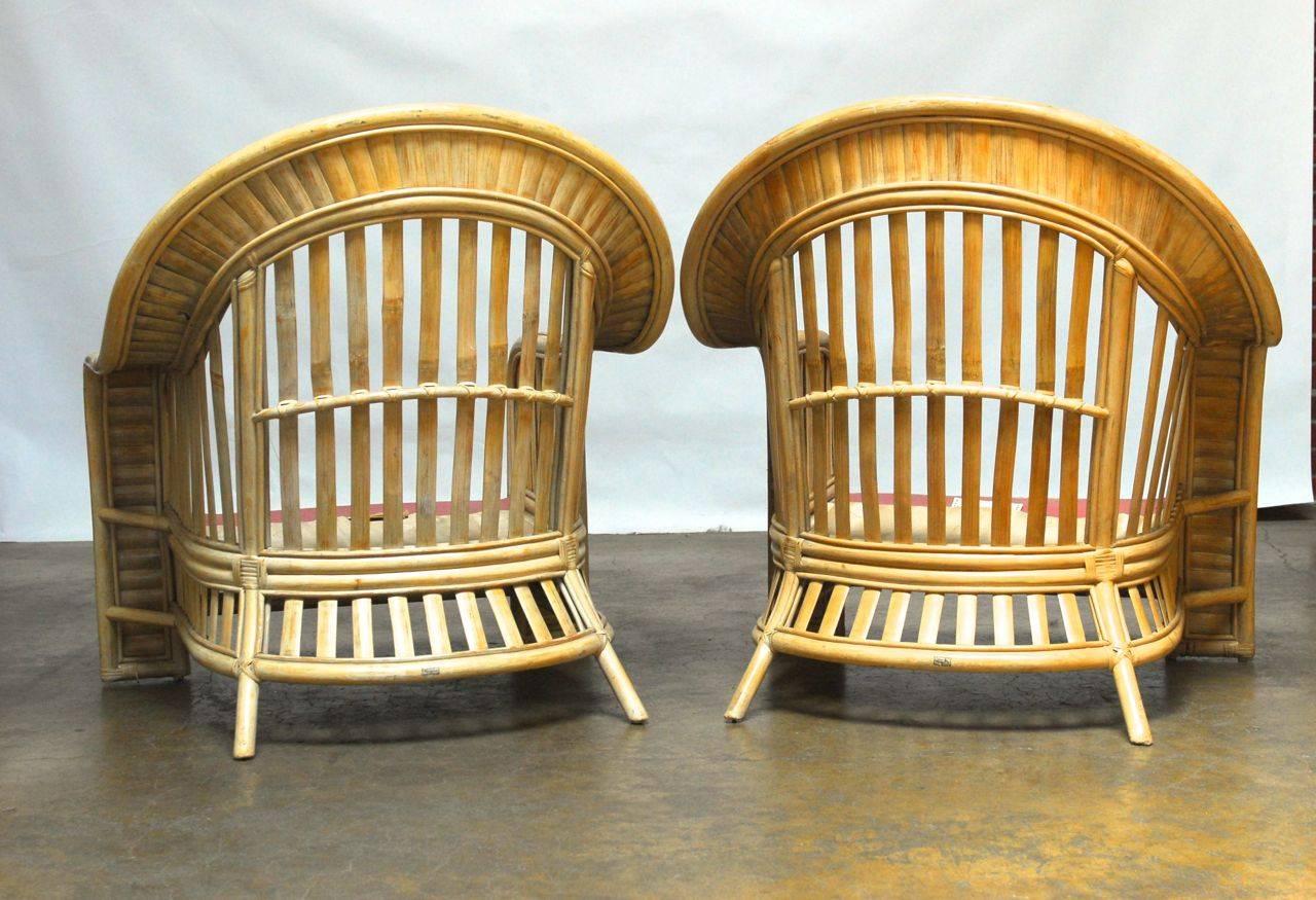 Pair of Bamboo Fan Back Armchairs Attributed to Ralph Lauren In Excellent Condition In Rio Vista, CA