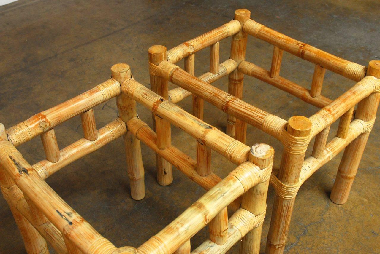 Philippine Pair of Organic Bamboo Side Tables Attributed to Ralph Lauren 