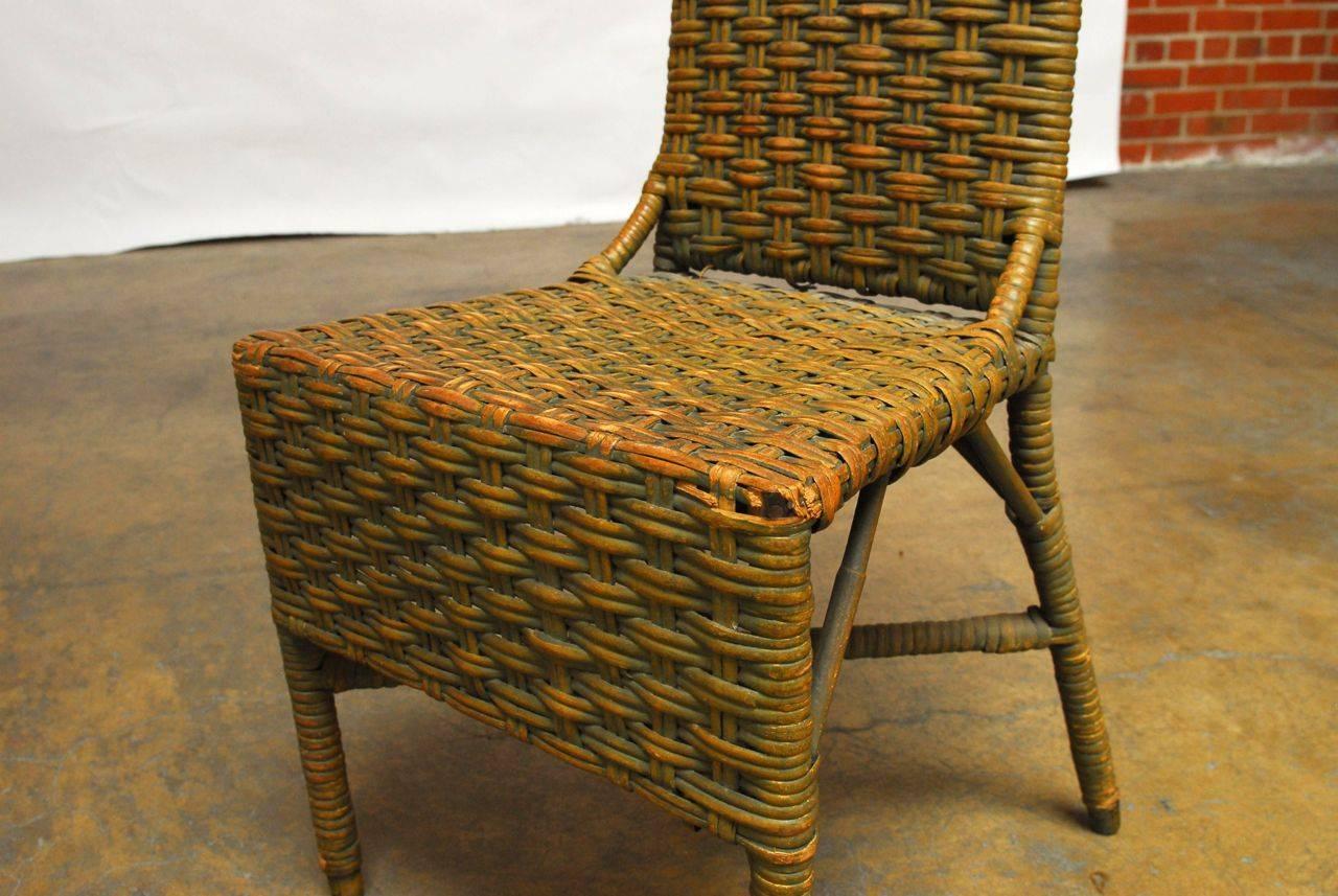 French Wicker Writing Table Desk and Chair 3