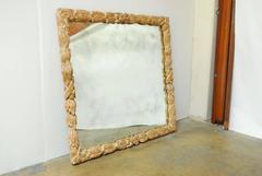 Monumental Hand-Carved Laurel Leaf Mirror