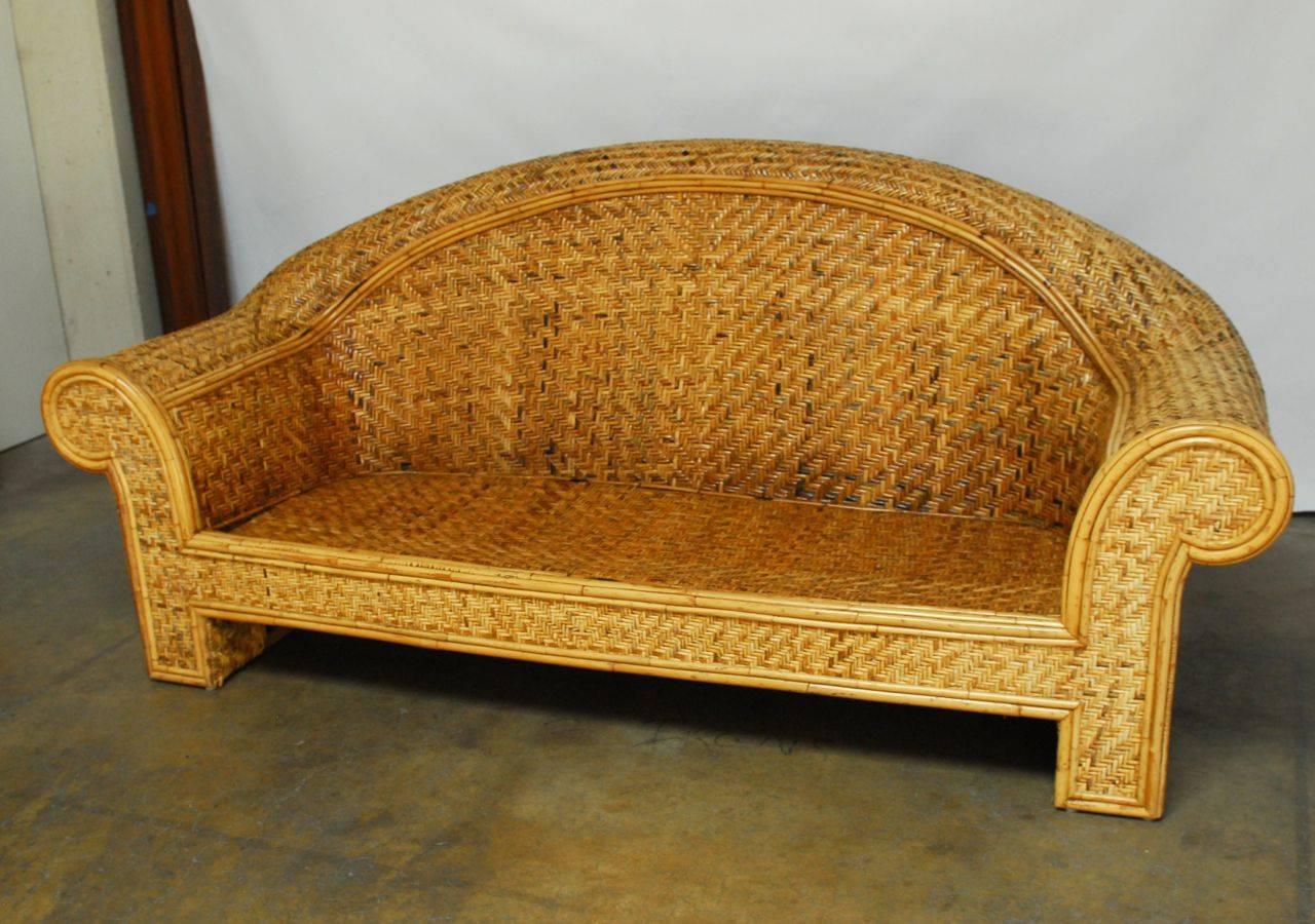 sofa of woven bamboo