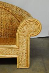 Woven Rattan and Bamboo Sofa in the Manner of Ralph Lauren