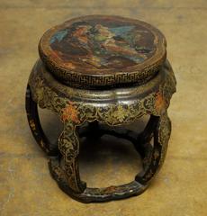 Chinese Black Lacquer Garden Stool Side Table