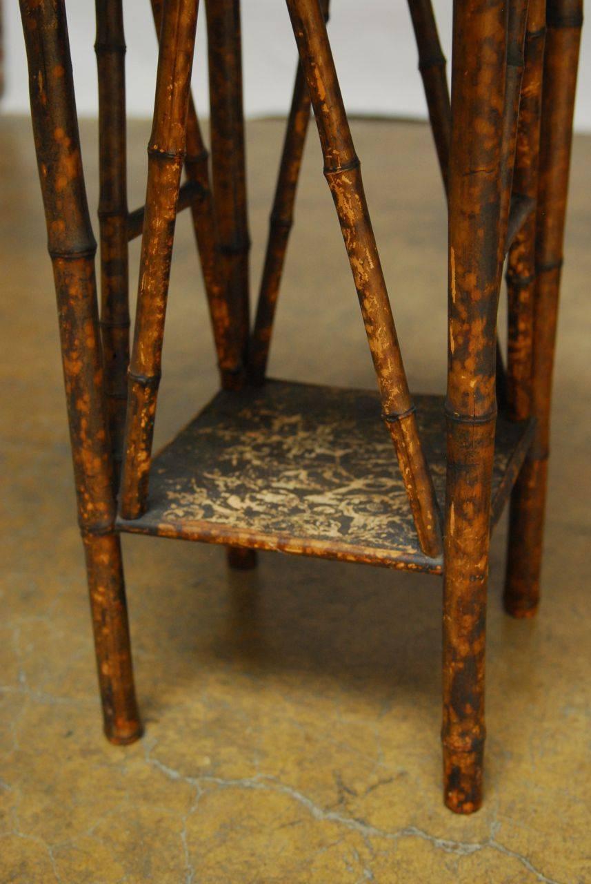 20th Century English Scorched Bamboo Chinoiserie Table For Sale