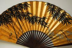 Gilt Painted Japanese Folding Wall Fan
