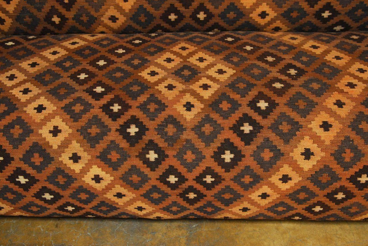 Kilim Upholstered French Club Sofa In Excellent Condition In Rio Vista, CA