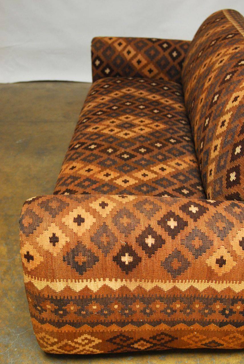 20th Century Kilim Upholstered French Club Sofa