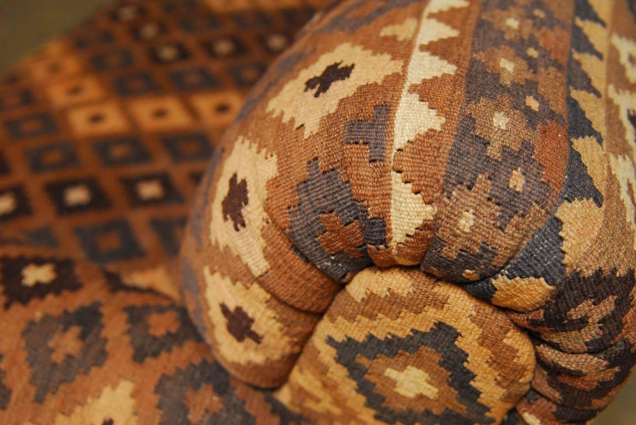 Wool Kilim Upholstered French Club Sofa