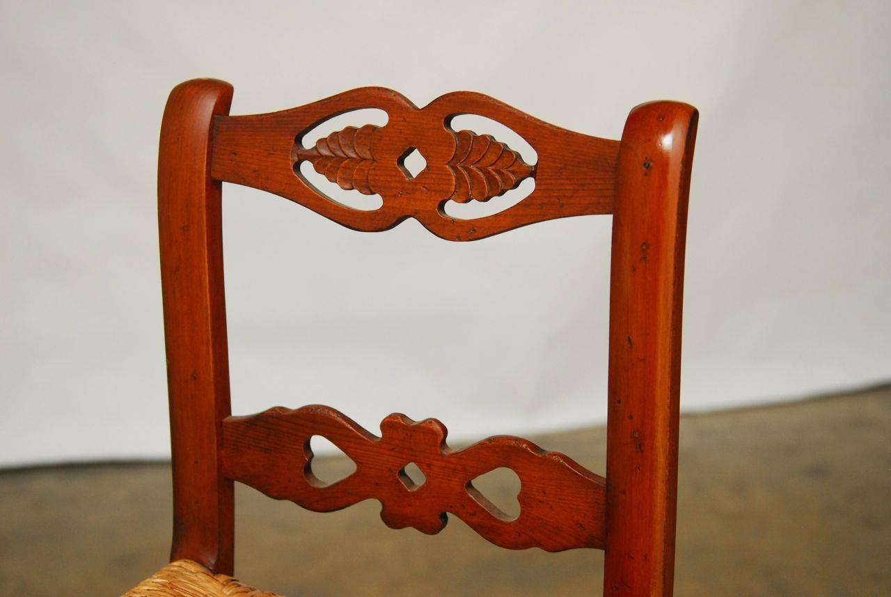 English Set of Six Welsh Carved Rush Bar Stools