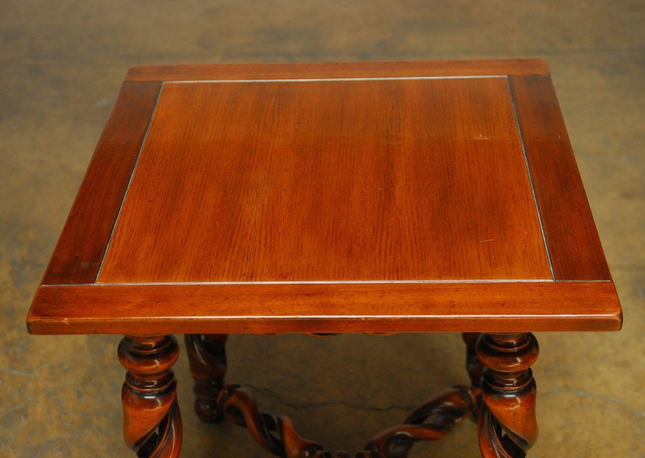 Hand-Carved French Louis XIII Style Open Barley Twist Center Table