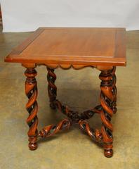 French Louis XIII Style Open Barley Twist Center Table