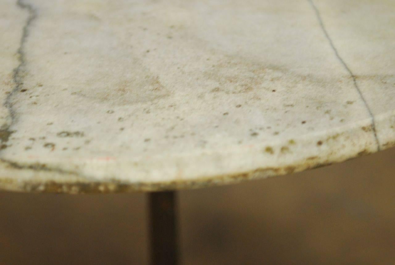 French Parisian Marble-Top Bistro Table In Distressed Condition In Rio Vista, CA