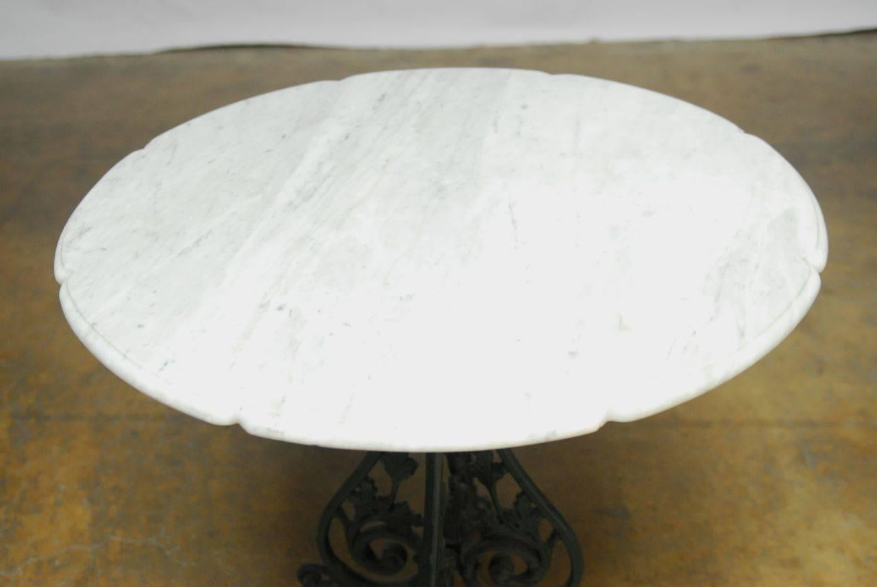 Hand-Crafted French Art Nouveau Marble-Top Bistro Table