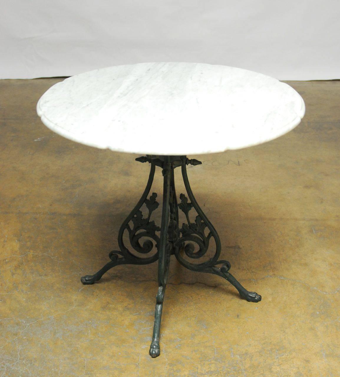 French Art Nouveau Marble-Top Bistro Table In Excellent Condition In Rio Vista, CA