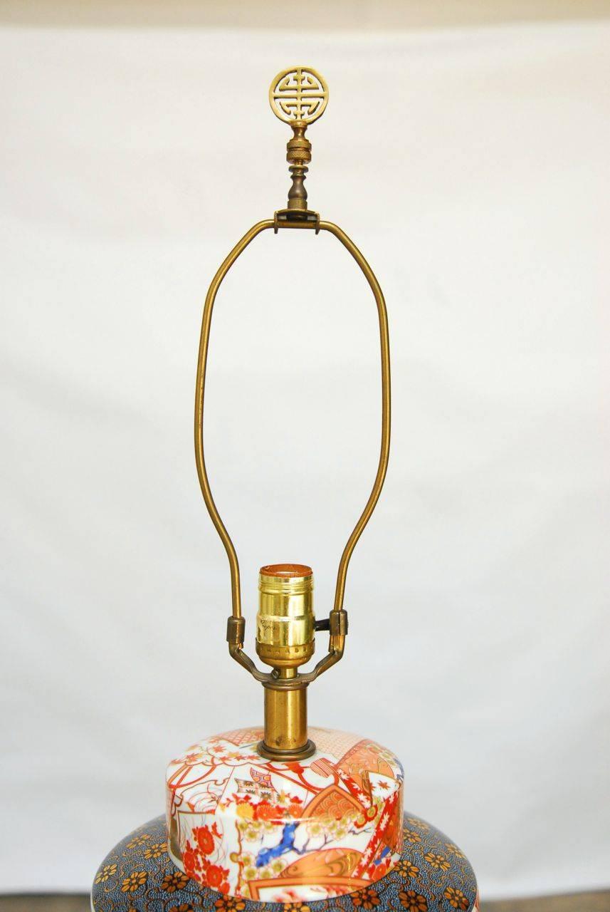 Hand-Painted Frederick Cooper Japanese Porcelain Tea Canister Table Lamp