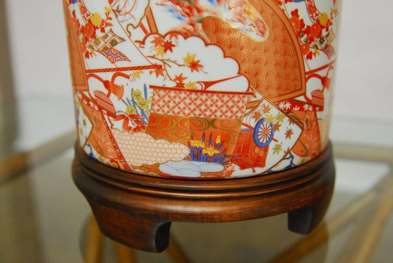 20th Century Frederick Cooper Japanese Porcelain Tea Canister Table Lamp