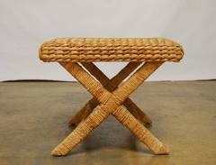 Pair of Woven Seagrass X-Base Benches or Stools