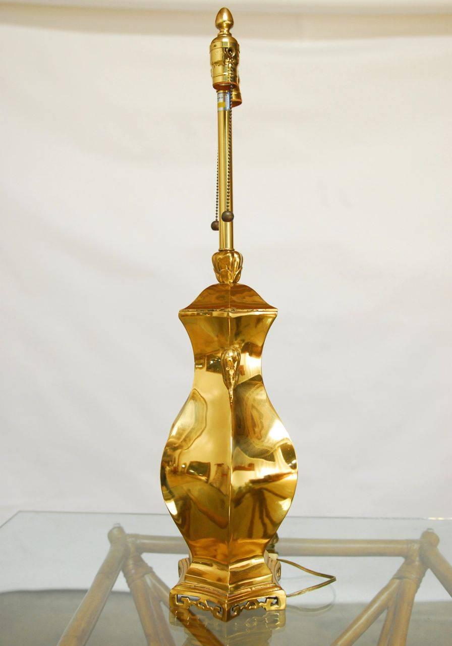American Marbro Chinoiserie Cast Brass Table Lamp
