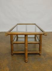 McGuire Modern Rattan and Glass Coffee Table