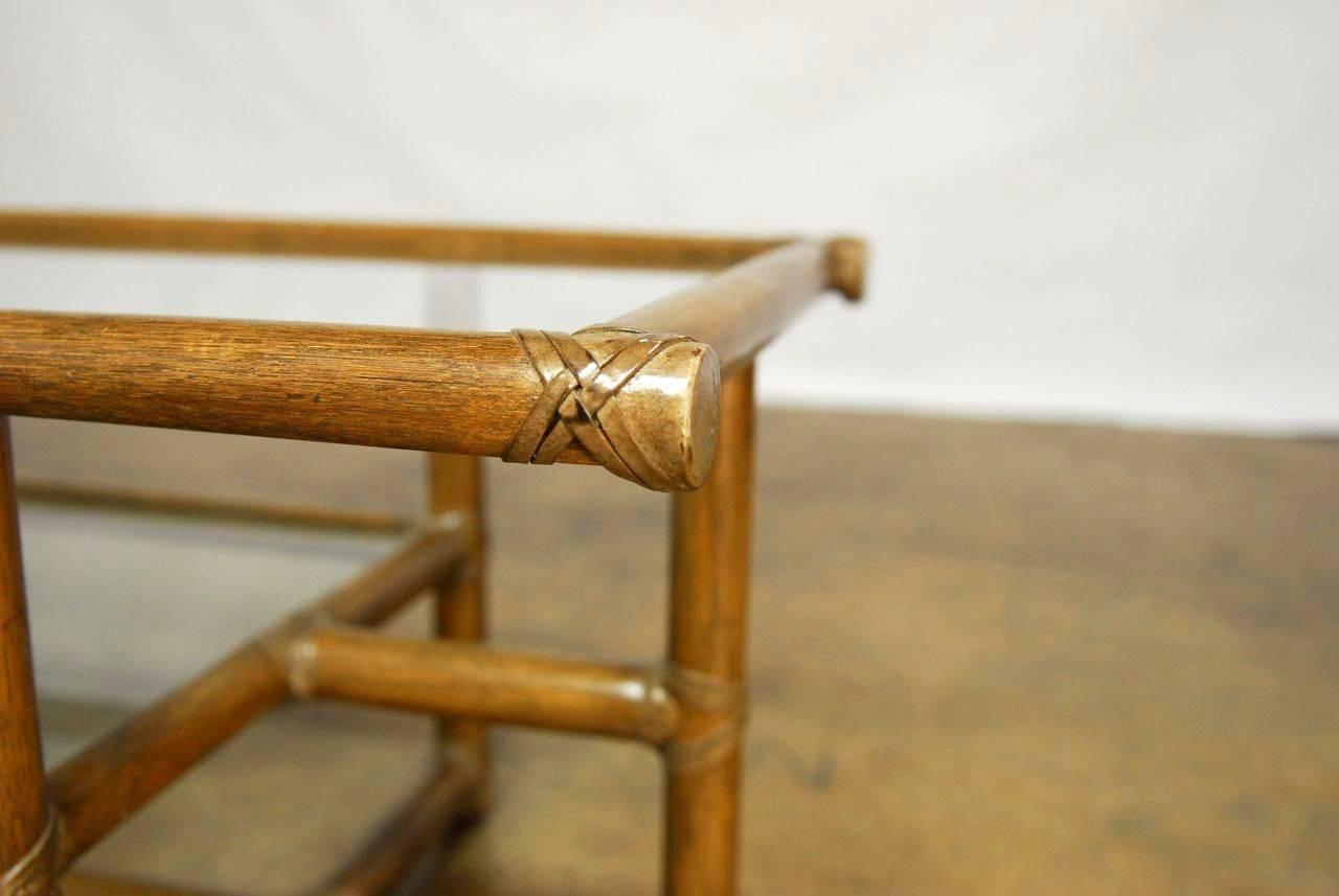 Hand-Crafted McGuire Modern Rattan and Glass Coffee Table