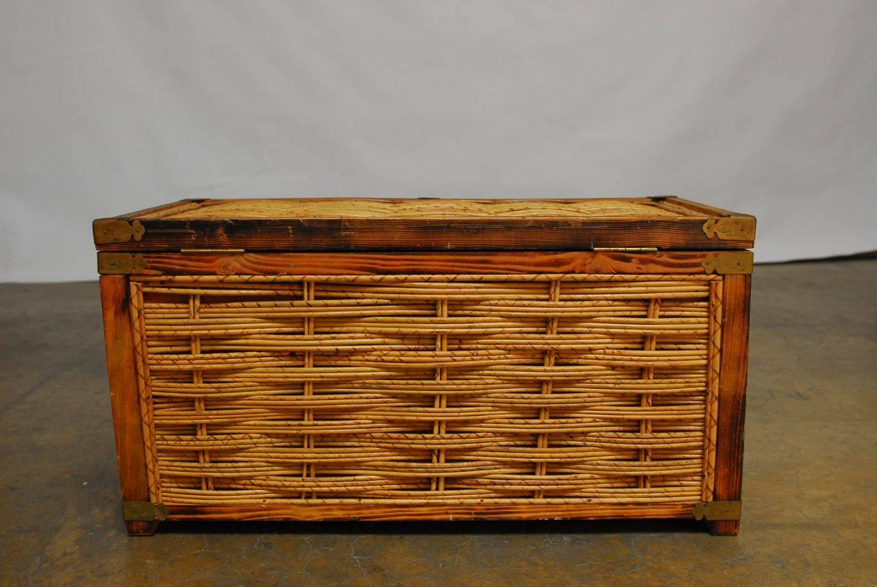 Chinese Scorched Bamboo Woven Trunk at 1stDibs
