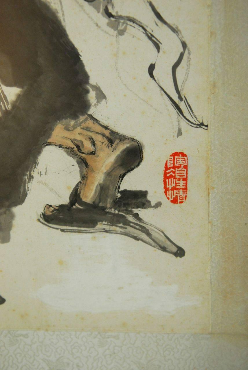 Interesting painting of 12th century Ji Gong, AKA the Crazy Monk. He was born to a wealthy family in the Southern Dong Dynasty. He joined a Buddhist monastery and took the name, Dao Ji. Unlike most monks, he dressed in torn rags and even on occasion