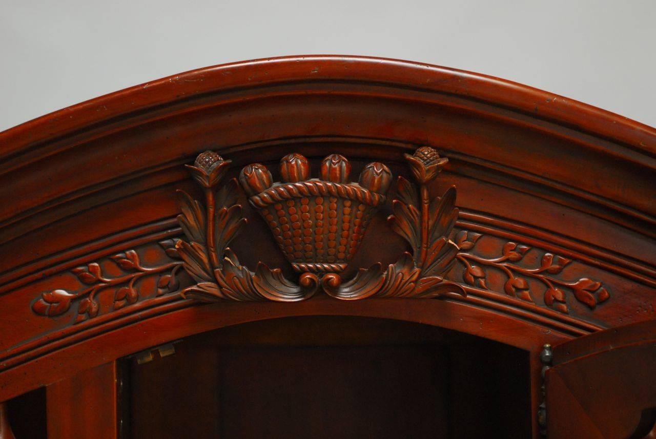 Indonesian Pair of French Style Hand-Carved Mahogany Panettiere Cupboards