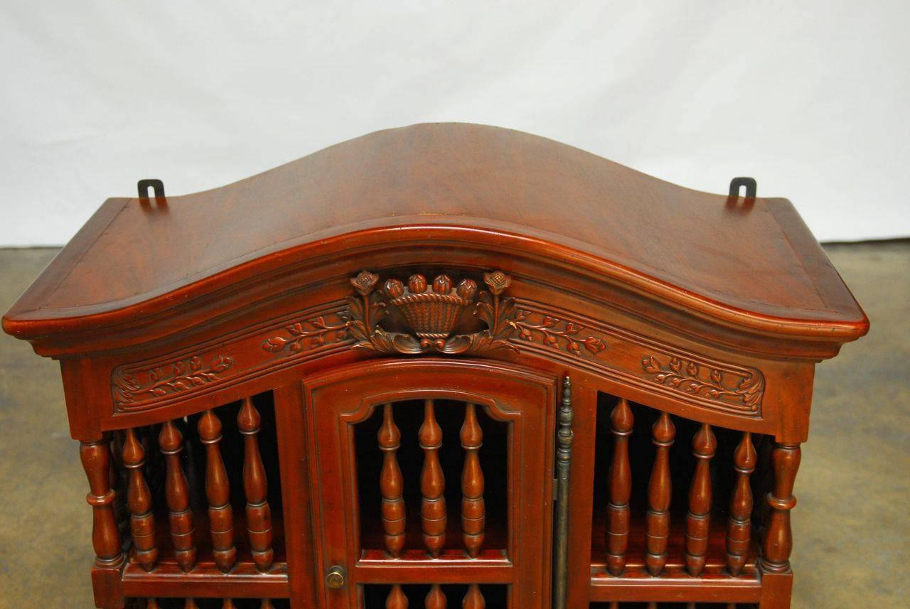 Pair of French Style Hand-Carved Mahogany Panettiere Cupboards In Excellent Condition In Rio Vista, CA