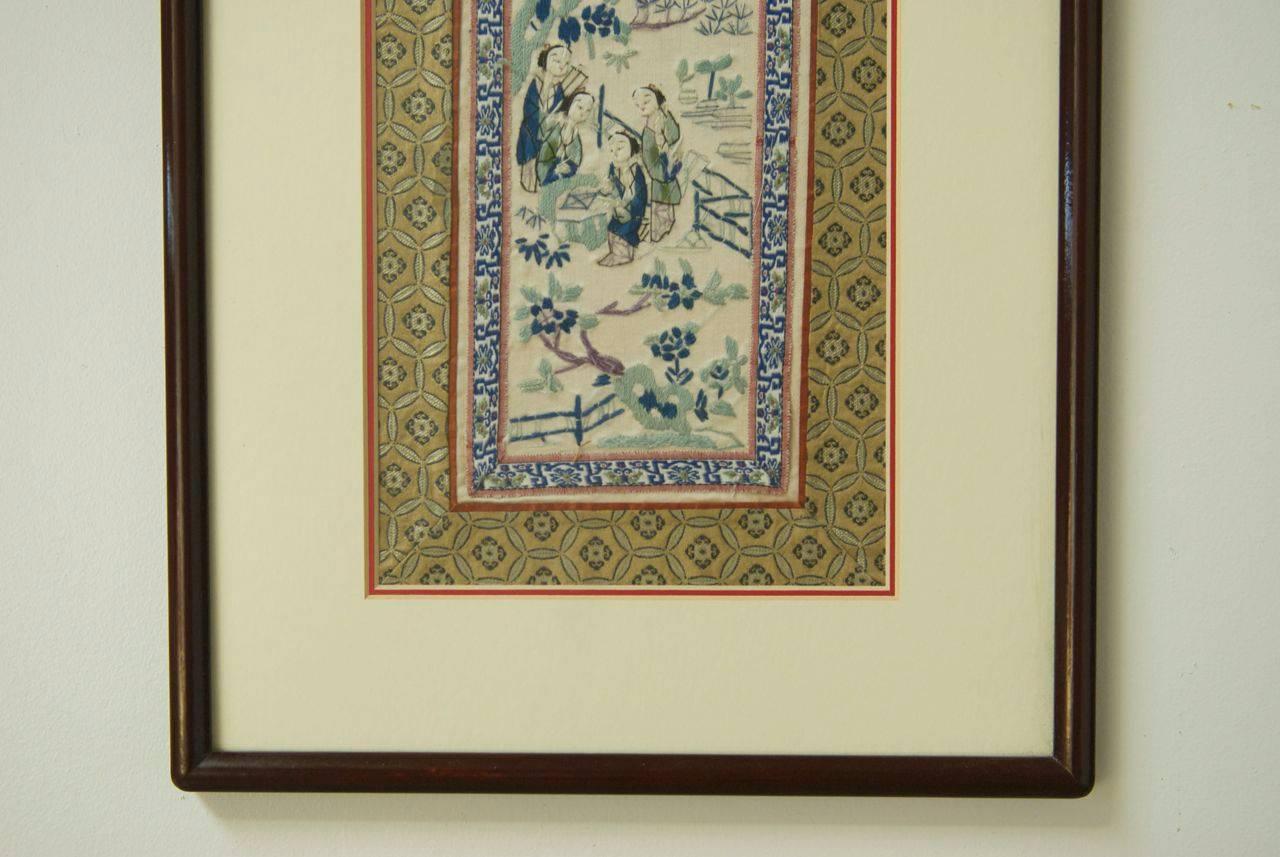 Plexiglass 19th Century Chinese Embroidery Panel