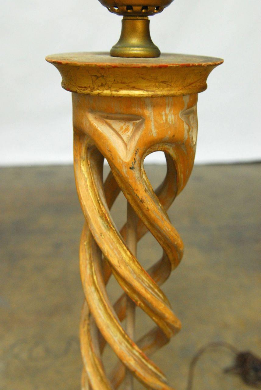 20th Century James Mont Style Carved Helix Table Lamp, by Frederick Cooper