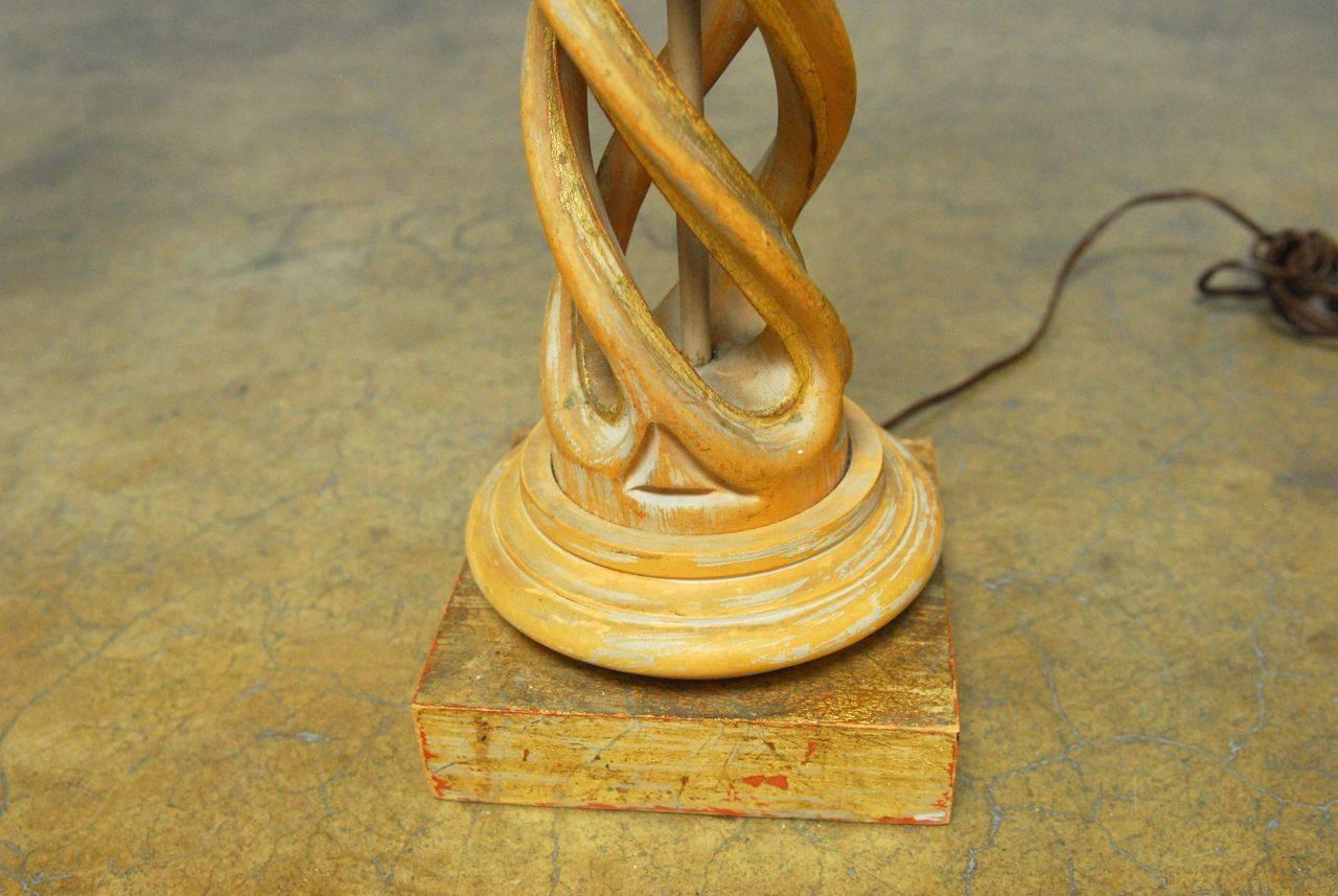 James Mont Style Carved Helix Table Lamp, by Frederick Cooper In Good Condition In Rio Vista, CA