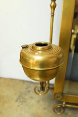 Period Art Nouveau Brass Mirror with Oil Lamp Sconces