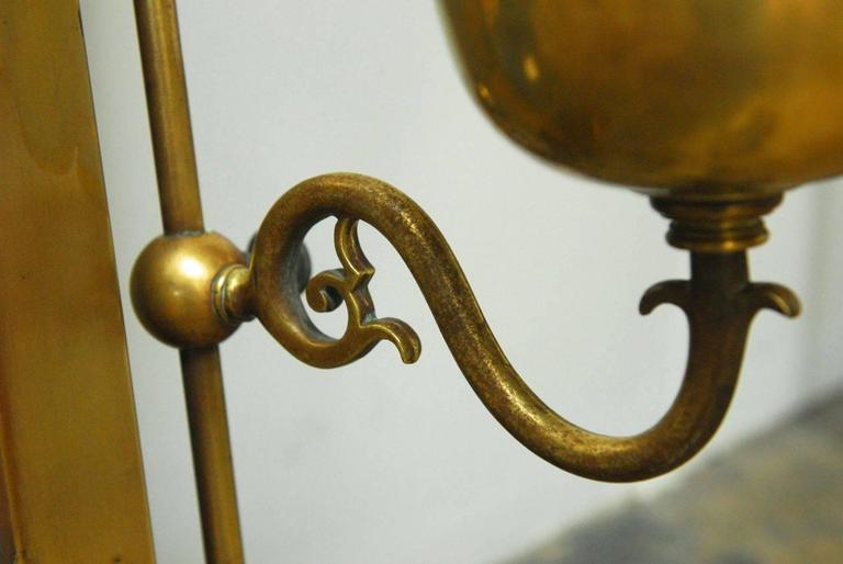 Period Art Nouveau Brass Mirror With Oil Lamp Sconces At 1stdibs Beveled Period Art Nouveau Brass Mirror With Oil Lamp Sconces For