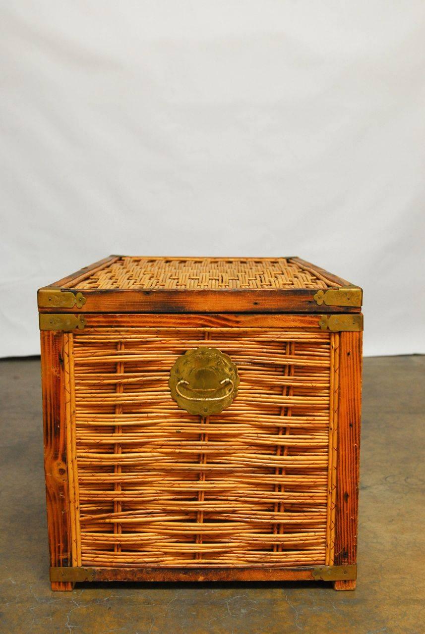 Chinese Export Chinese Scorched Bamboo Woven Trunk