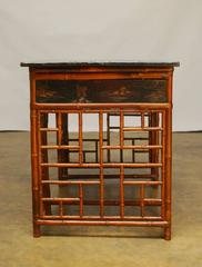 Chinese Lacquered Bamboo Chinoiserie Desk