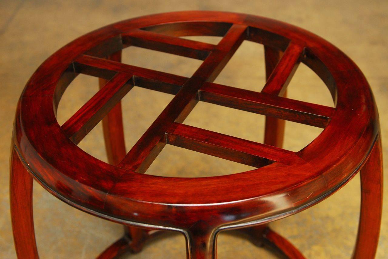 Hand-Carved Chinese Rosewood Carved Drum Dining Table