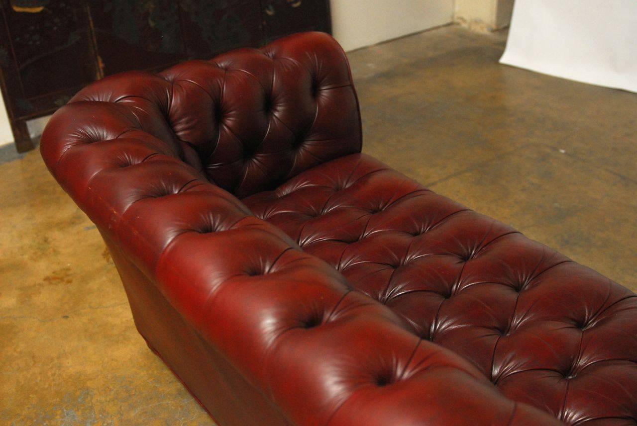 Classic Tufted Leather Chesterfield Sofa In Excellent Condition In Rio Vista, CA